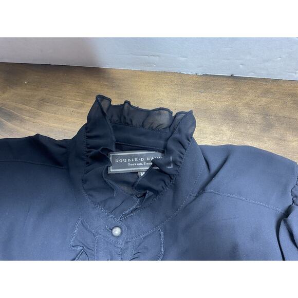 Double D Ranch Ruffled Tuxedo Button-Up Long Sleeve Blouse Medium NWT - Picture 3 of 15